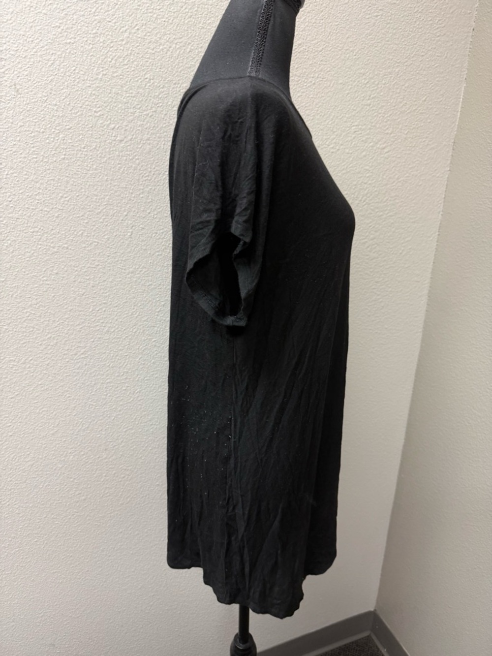 White House Black Market Black Short Sleeve Tee Stretch Knit Top Large - Picture 5 of 9